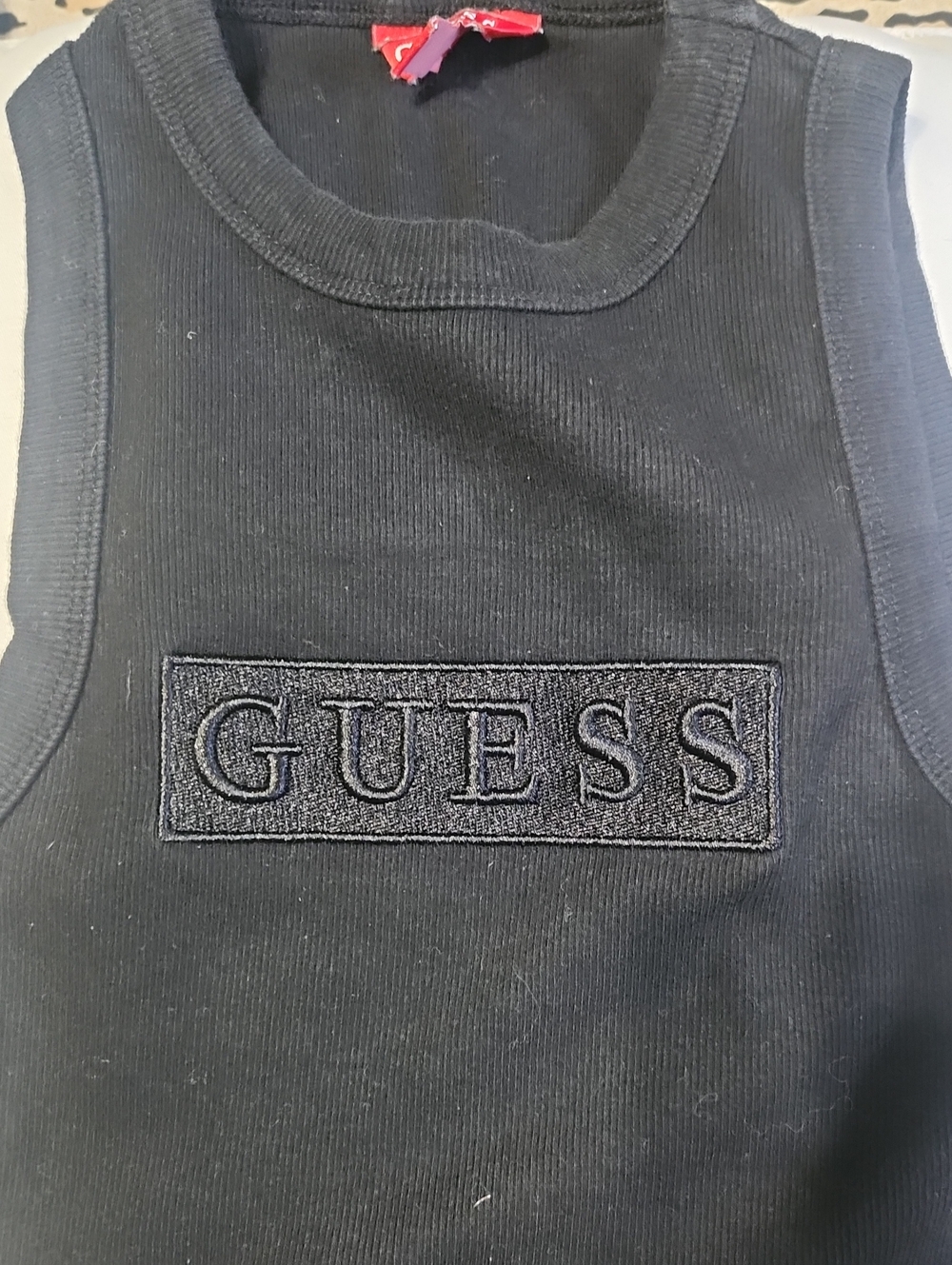 GUESS Black Ribbed Logo Bodysuit